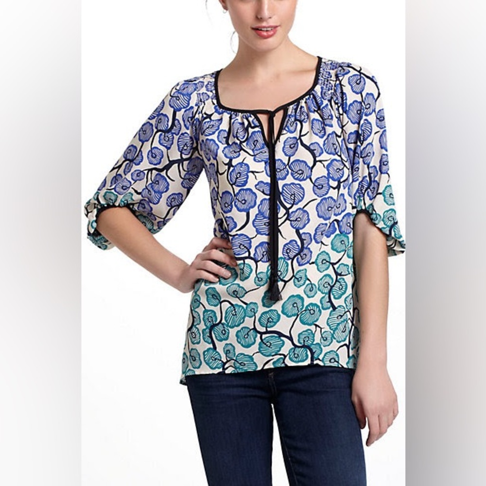 Anthropologie | Vanessa Virginia Branching Blooms Tunic Blouse 4